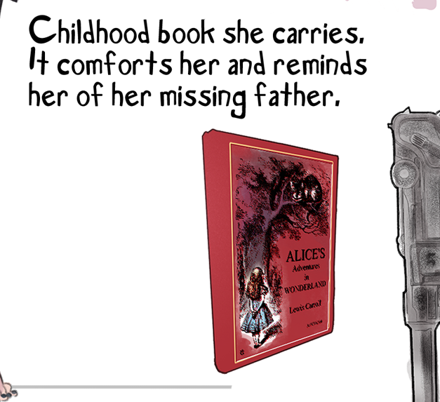 Euphobea's tweet photo. That is so spooky. Even before this shit was announced my dmc oc Alice had a 'alice in wonderland. book on her character sheet. I feel like a prophet. #DevilMayCry #dmc https://t.co/1TlhZ5p8vI