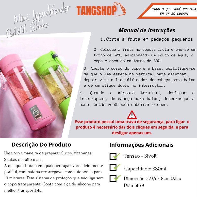 litllemrtnz's tweet photo. Mini Liquidificador Portátil Shake 6 Laminas + Cabo USB
•Super Oferta 🔥🚀🤯🍹

•https://t.co/RhJib83rn0 https://t.co/DfwqAQEaNM