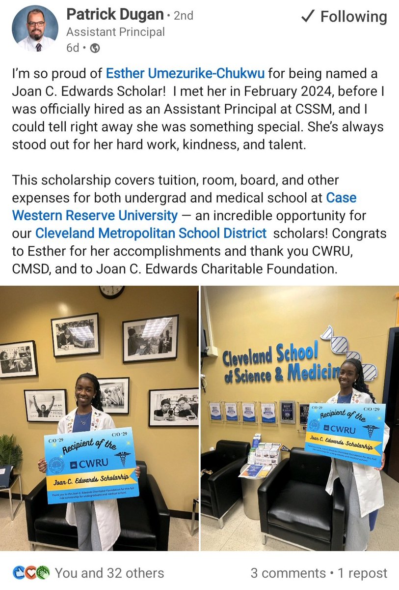 Polly Karr (@karr_pe) on Twitter photo CMSD's high school Science & Medicine is the truest gem in a failing city. This student is getting a full ride to Case for undergrad AND medical school because of the extended day/year that <a href="/CLEMayorsOffice/">Office of Mayor Bibb</a> and Dr. Morgan are planning to end so as to save $9 million dollars CMSD's high school Science & Medicine is the truest gem in a failing city. This student is getting a full ride to Case for undergrad AND medical school because of the extended day/year that <a href="/CLEMayorsOffice/">Office of Mayor Bibb</a> and Dr. Morgan are planning to end so as to save $9 million dollars
