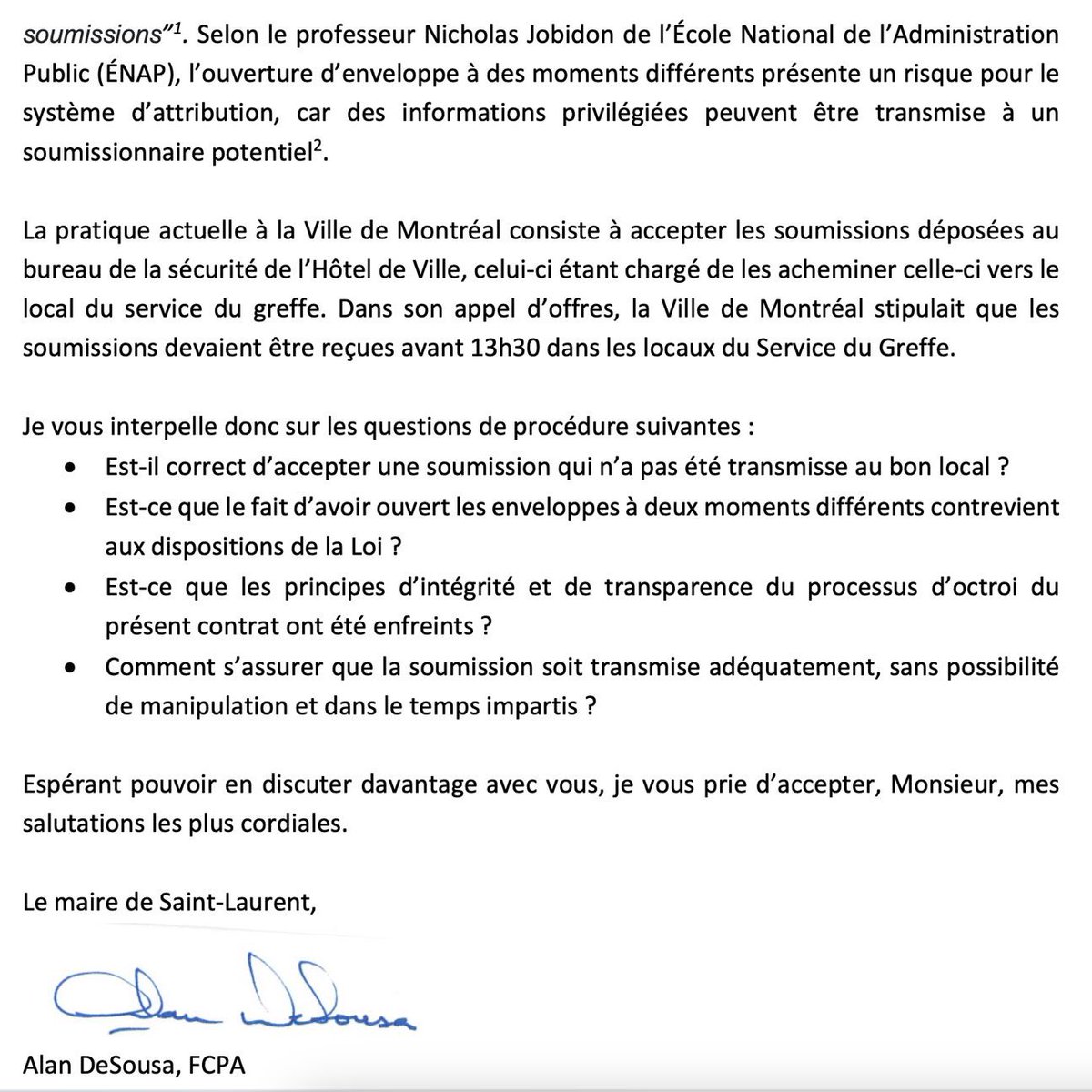 Notre parti a demandé au Bureau de l'inspecteur général de la Ville de Montréal de se pencher sur l'octroi du contrat entourant le réaménagement de Camillien-Houde. Nous nous demandons si la procédure suivie respecte bel et bien la Loi. #polmtl