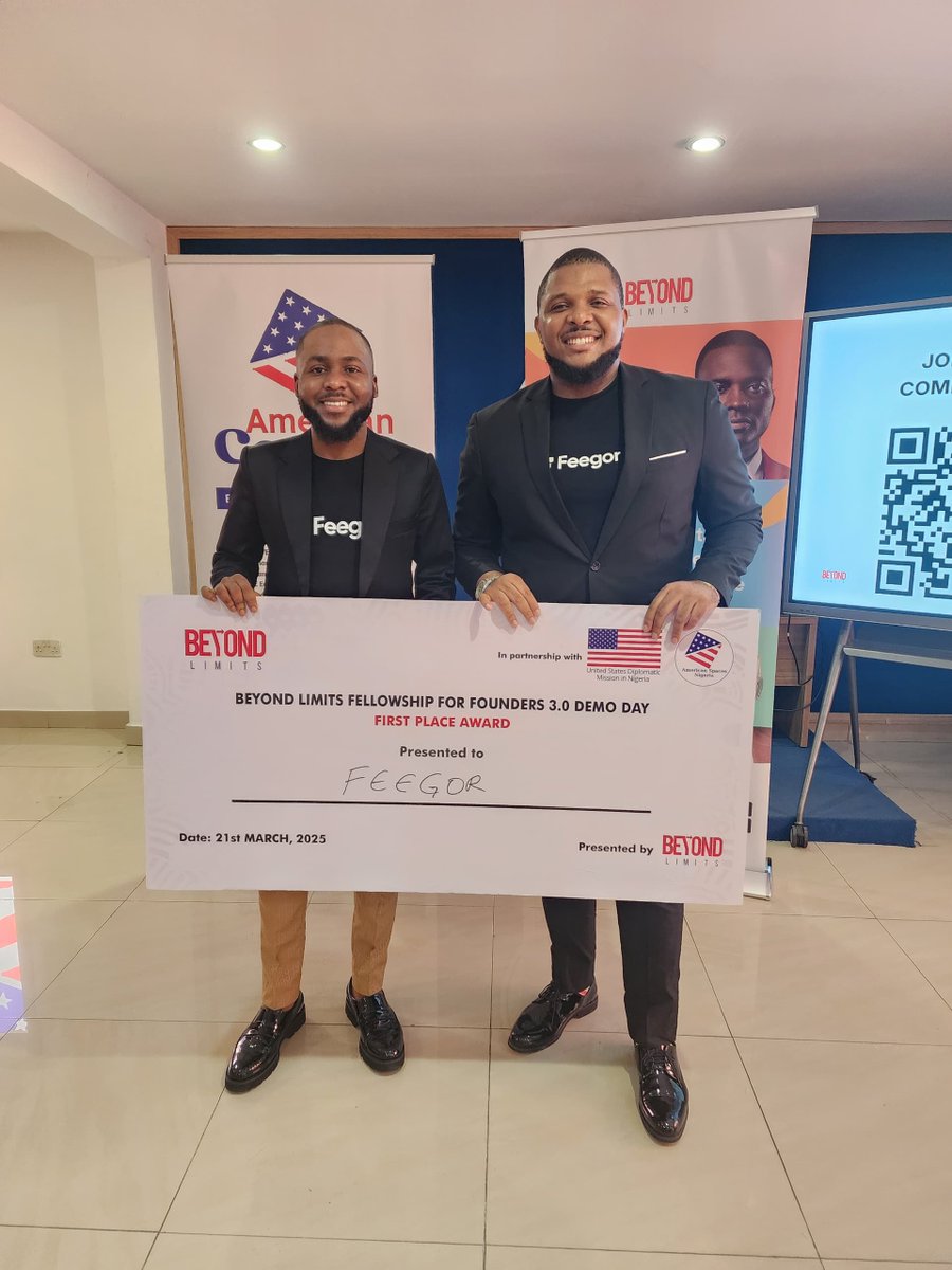I'm delighted to share that Feegor emerged as the 1st Position and Overall Winner at the Demo Day of the Beyond Limits Fellowship for Founders; a 12-week intensive program designed to equip promising early-stage startups in Nigeria with the right resources to scale.