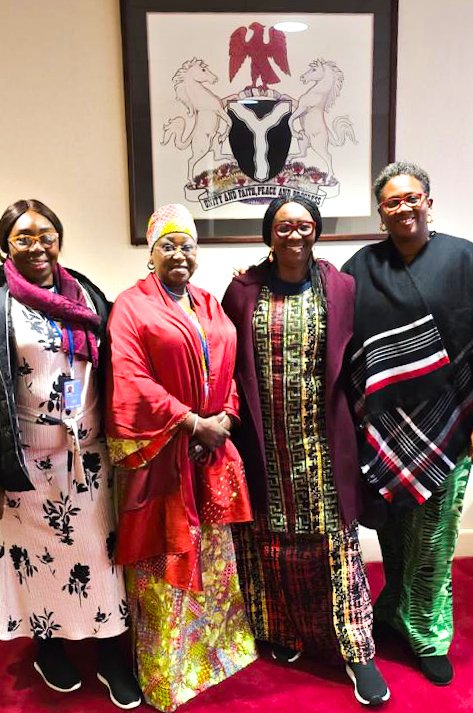 Briefing Meeting with the Honourable Minister of Women Affairs at CSW69  

Honourable Minister of Women Affairs led a strategic briefing session with the Nigerian delegation at the 69th Session of the Commission on the Status of Women (CSW69) in New York. The meeting focused on