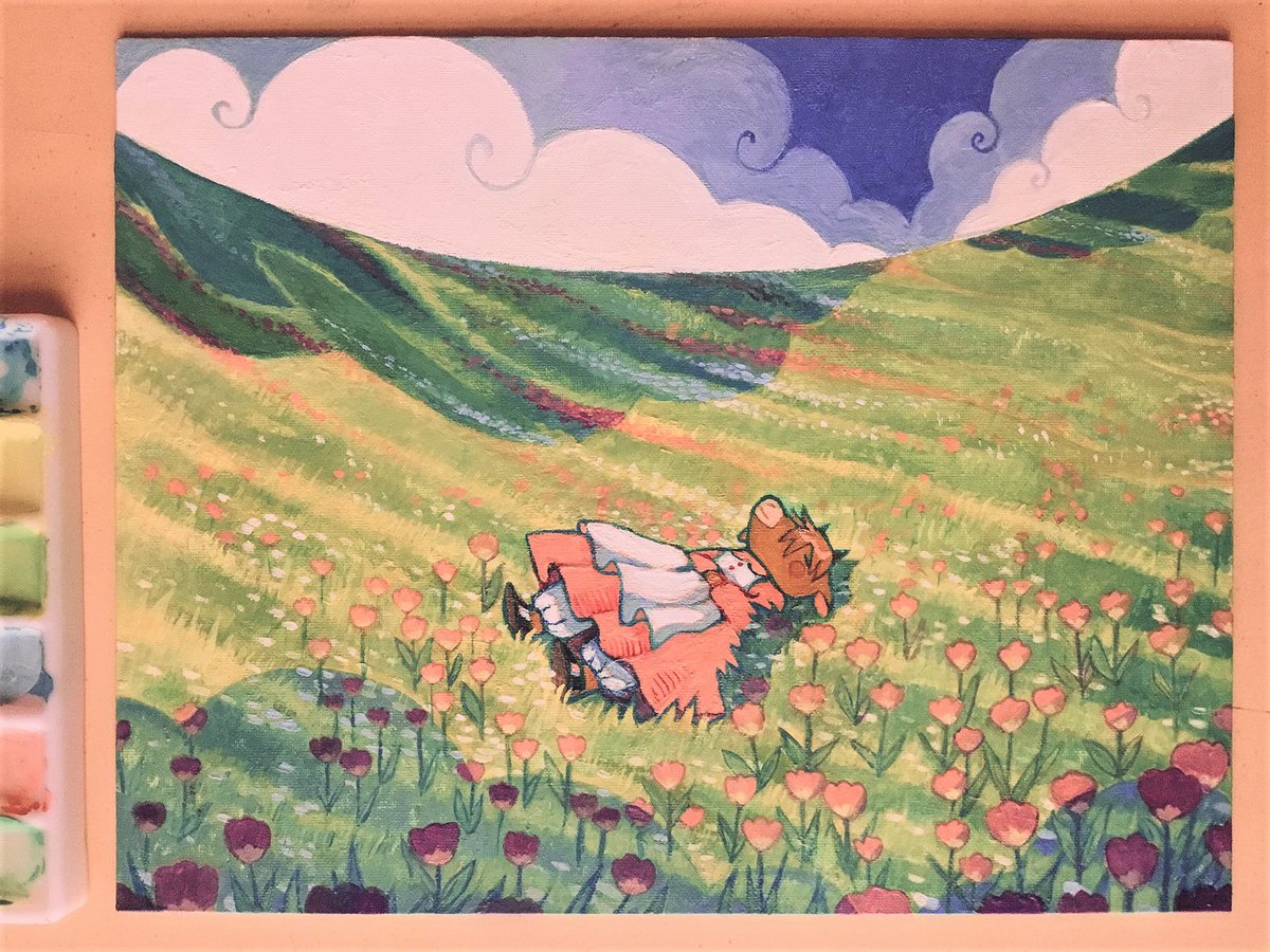 sleepy cow in spring 🌷