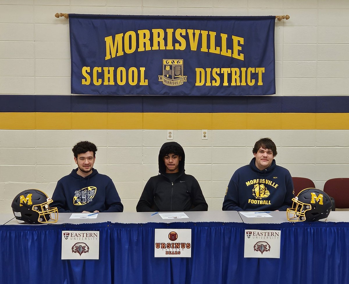Mitch Cohen (@mitch_cohen21) on Twitter photo Congrats to 3 more Morrisville HS seniors who have committed to continue their education and play football at The Divison 3 level!
Enrikue Viramontes- Eastern Univ.
Ky'iere Rankins- Ursinus College
Nick Jobes- Eastern Univ.
<a href="/kyiere_rankins7/">Kyiere Rankins</a> <a href="/UrsinusFootball/">Ursinus Football</a> <a href="/CoachScottEU/">Colin Scott</a> Congrats to 3 more Morrisville HS seniors who have committed to continue their education and play football at The Divison 3 level!
Enrikue Viramontes- Eastern Univ.
Ky'iere Rankins- Ursinus College
Nick Jobes- Eastern Univ.
<a href="/kyiere_rankins7/">Kyiere Rankins</a> <a href="/UrsinusFootball/">Ursinus Football</a> <a href="/CoachScottEU/">Colin Scott</a>