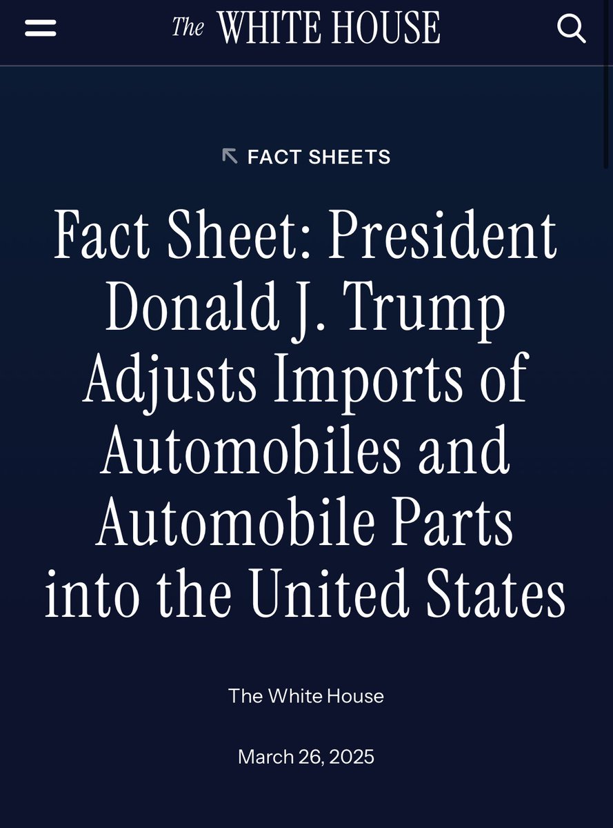 mapleblooded's tweet image. Check this out.

From the official fact sheet on the executive order signed yesterday.

Vehicles and parts made in Canada compliant with USMCA are exempt from the tariff increase.

Mark Carney fabricated a crisis just so he can take a break from campaigning (after only 4 days),…