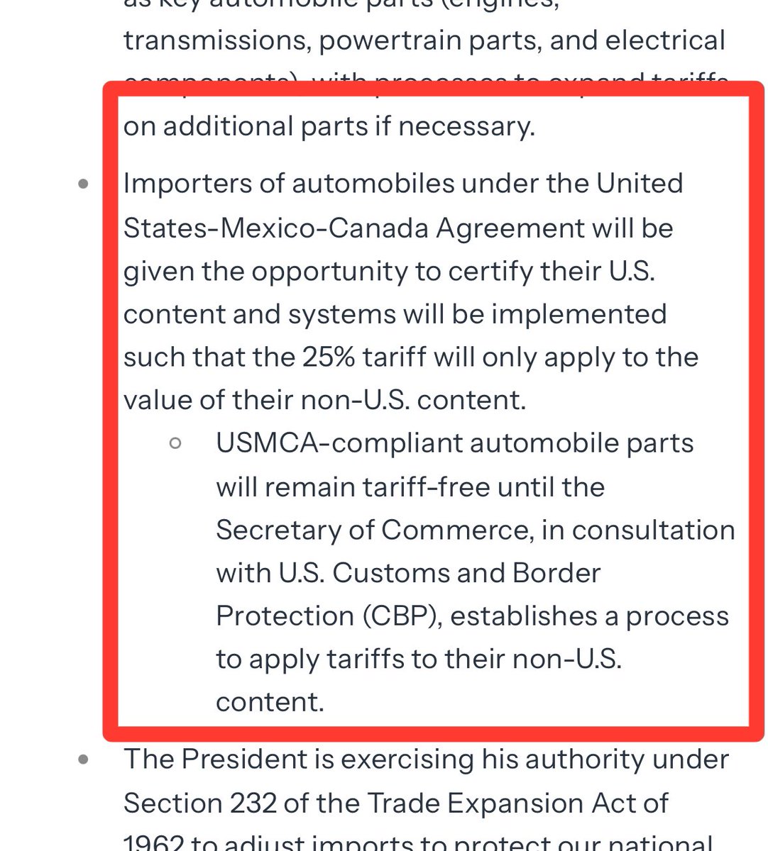 mapleblooded's tweet image. Check this out.

From the official fact sheet on the executive order signed yesterday.

Vehicles and parts made in Canada compliant with USMCA are exempt from the tariff increase.

Mark Carney fabricated a crisis just so he can take a break from campaigning (after only 4 days),…