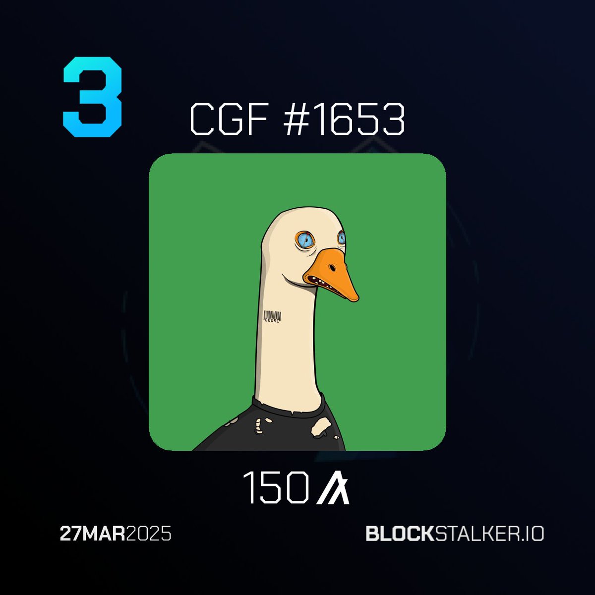 BlockStalkerBot's tweet image. BlockStalker.IO Daily Digest
Top 3 NFT Sales 🖼️
└ 🥇 Mostly Frens #0886
└ 🥈 Algogems(Neapolitan)
└ 🥉 CGF #1653