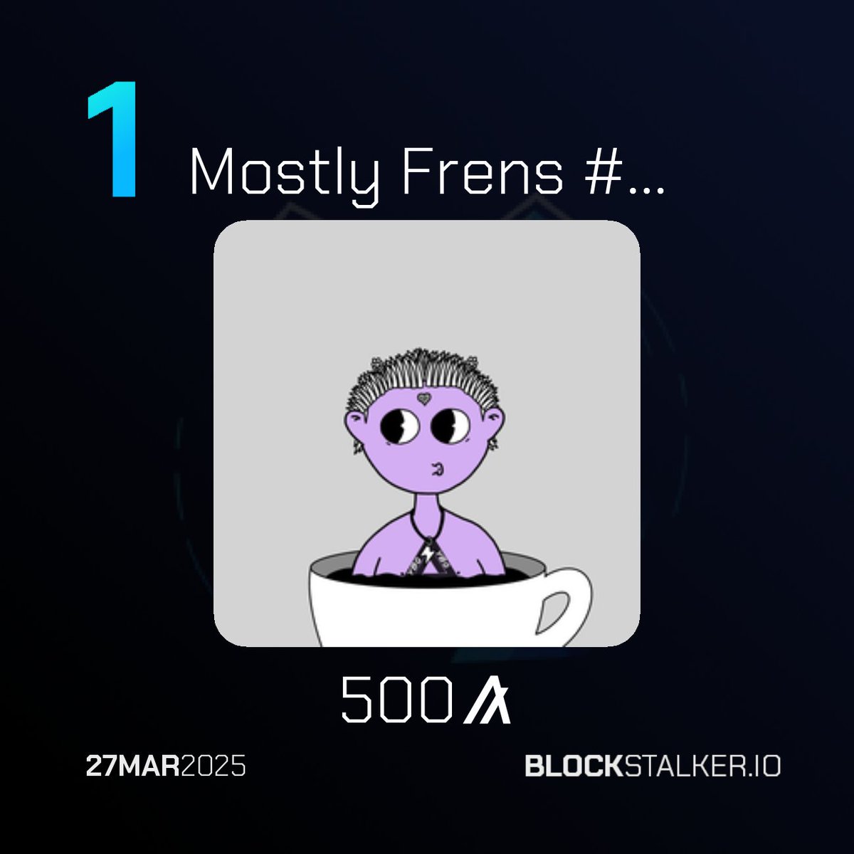 BlockStalkerBot's tweet image. BlockStalker.IO Daily Digest
Top 3 NFT Sales 🖼️
└ 🥇 Mostly Frens #0886
└ 🥈 Algogems(Neapolitan)
└ 🥉 CGF #1653