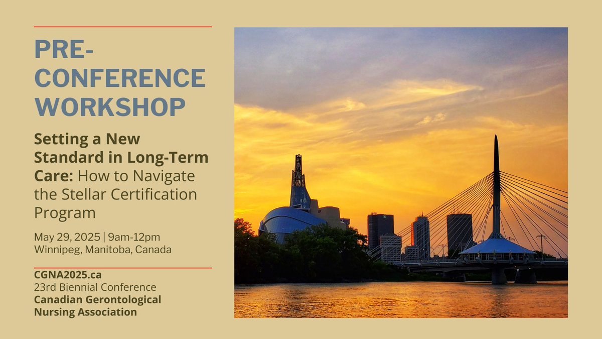 Canadian Gerontological Nursing Association (@cgna_ca) on Twitter photo Support culture change and workplace excellence in #longtermcare: Join <a href="/canadanurses/">Canadian Nurses Association</a> in a #CGNA2025 pre-conference workshop on navigating the Stellar Certification Program! May 29, 2025, 9am-12pm, Winnipeg. Registration and more info at buff.ly/HnDfSdX Support culture change and workplace excellence in #longtermcare: Join <a href="/canadanurses/">Canadian Nurses Association</a> in a #CGNA2025 pre-conference workshop on navigating the Stellar Certification Program! May 29, 2025, 9am-12pm, Winnipeg. Registration and more info at buff.ly/HnDfSdX