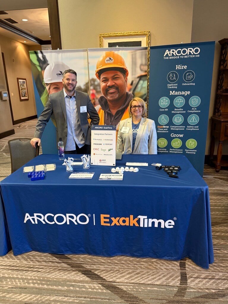 We are having a fantastic time at the Carolinas AGC 2025 HR &amp; Safety Conference! We're meeting so many amazing people and having insightful conversations about using HR tech to hire, manage and grow #construction workforces. 
#Arcoro #ArcoroExakTime