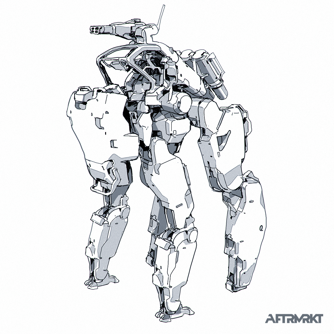 Walker 
AFTRMRKT Artbook available online. aftrmrktstore.com

#illustration #lineart #draw #drawing #mech #art #robots #conceptart #cyberpunk #briansum #scifiart