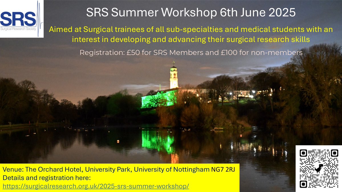SRS is hosting a Summer Reserach Workshop on 6th June! A day full of inspiring talk and interactive workshop to help you develop core skills for surgical academia. To learn more click below:

surgicalresearch.org.uk/2025-srs-summe…