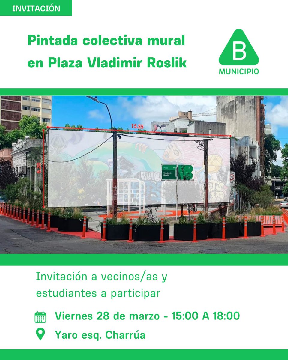 📣 Pintada colectiva de mural en la Roslik 🎨

👩🏽‍🎨 Invitamos a vecinas/os y estudiantes a sumarse a una jornada colectiva junto Pájaras del Sur.

🗓️ Viernes 28 de marzo
⏰ De 15 a 18 horas
📍 Yaro esq. Charrúa

🖌️ ¡Te esperamos!