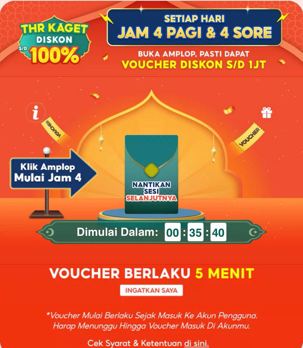 JANGAN LUPA BUKA THR KAGET ‼️
big reward DISKON 1JUTA

⏱️JAM 04:00 &amp; 16:00

buka di sini: s.shopee.co.id/40SjzDA4oF

🗓️1-31 Maret 2025
📍Pure hoki hokian (bukan war rebutan)
📍claim dlm sejam, pakai dalam 5 menit
📍all payment