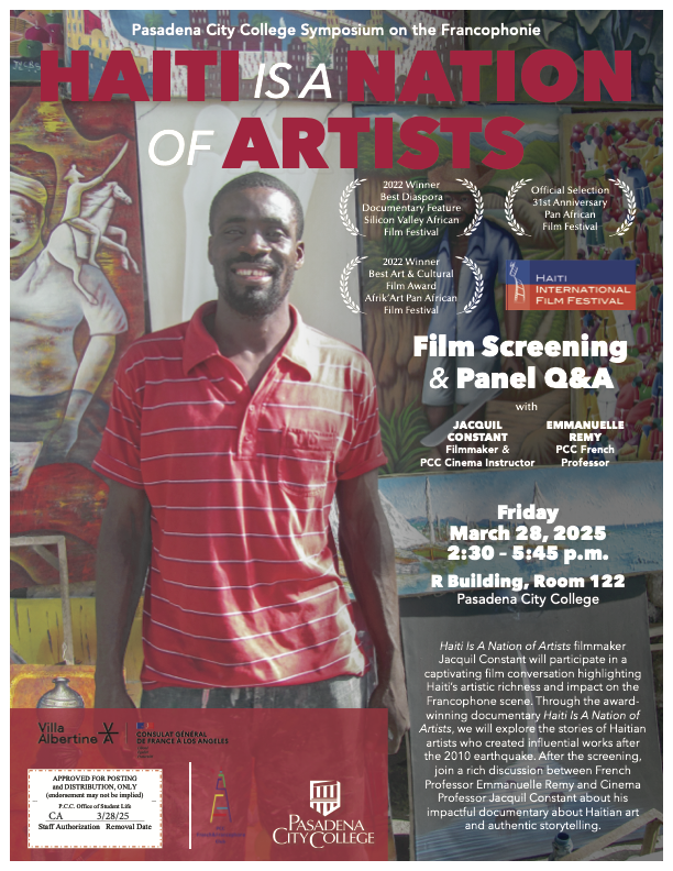 Hello, X Family,

I am excited to announce that I will showcase my award-winning feature documentary, Haiti Is A Nation Of Artists, for the Symposium on the Francophonie and Haitian Cinema Screening sponsored by Consulate General De France A Los Angeles and.

#HIFF2025