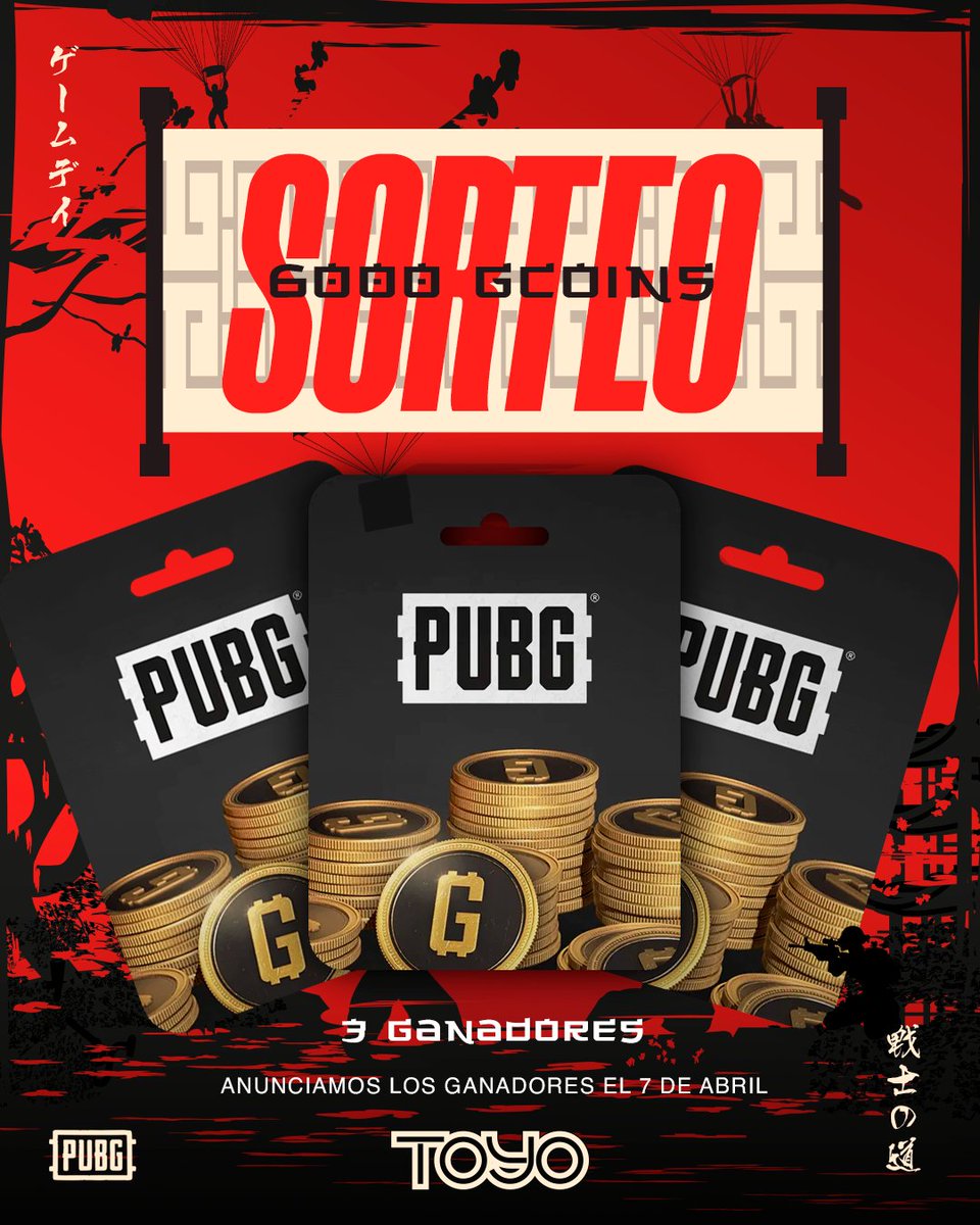 TOYO (@toyoesports) on Twitter photo 🎁 SORTEO GCOINS 🎁
Para celebrar nuestro Partner Regional con <a href="/PUBGEsports/">PUBG Esports</a> y la participación en la Final del #PAS5 vamos a estar sorteando 3 códigos de 2000 GCOINS.
Requisitos:
✅ Seguir a <a href="/PUBGEsports/">PUBG Esports</a> y <a href="/ToyoEsports/">TOYO</a>
✅ RT y etiqueta a un amigo.
Anunciamos los ganadores 🎁 SORTEO GCOINS 🎁
Para celebrar nuestro Partner Regional con <a href="/PUBGEsports/">PUBG Esports</a> y la participación en la Final del #PAS5 vamos a estar sorteando 3 códigos de 2000 GCOINS.
Requisitos:
✅ Seguir a <a href="/PUBGEsports/">PUBG Esports</a> y <a href="/ToyoEsports/">TOYO</a>
✅ RT y etiqueta a un amigo.
Anunciamos los ganadores