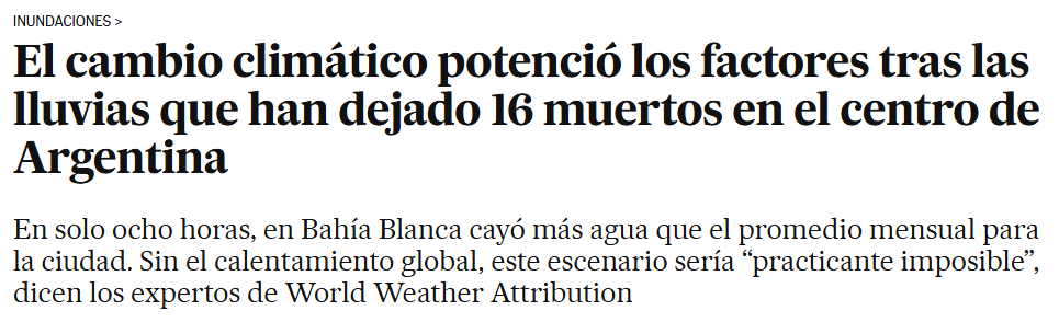 "Fortalecer las alertas implica ponerle más plata al SMN. Y bajo el Gobierno de Milei, recuerda (Karina Izquierdo, asesora del Centro del Clima de la Cruz Roja y la Media Luna Roja), es una entidad que ha visto recortes a su presupuesto" (<a href="/mariamonic91/">Mónica Monsalve</a> en <a href="/elpais_america/">EL PAÍS América</a>)