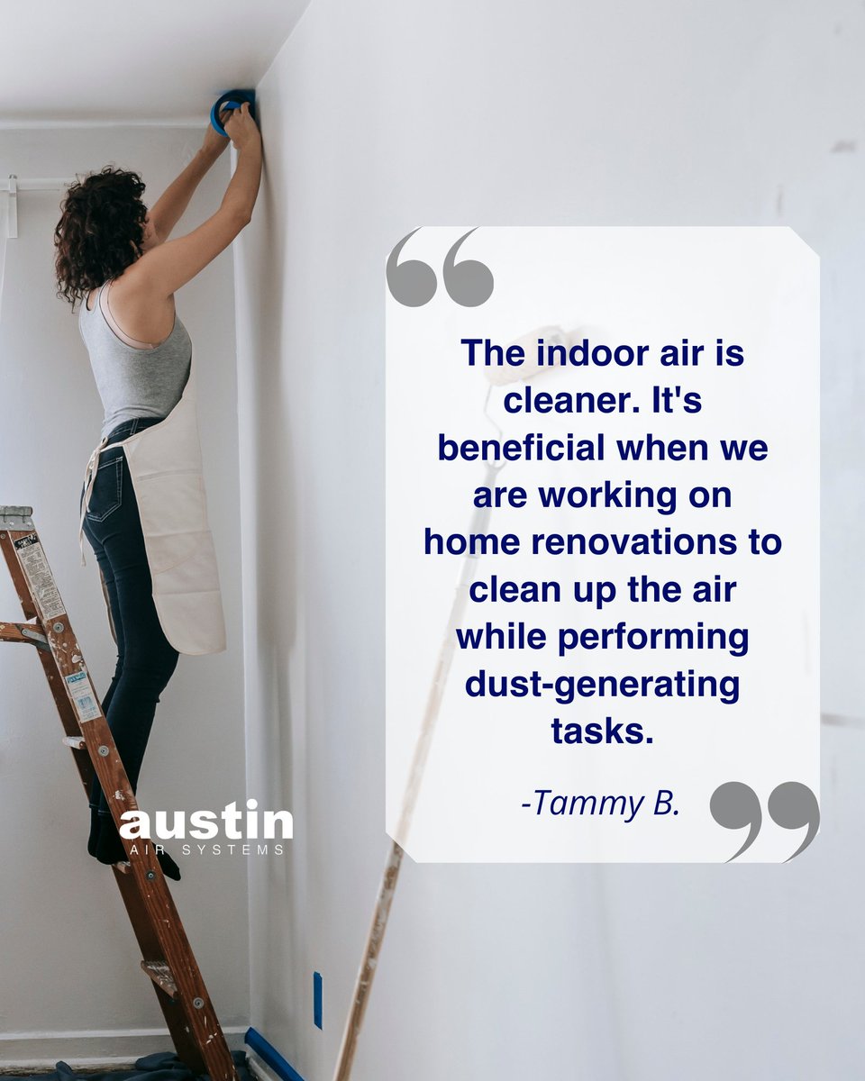 AustinAirLtd's tweet image. "The indoor air is cleaner. It's beneficial when we are working on home renovations to clean up the air while performing dust-generating tasks."🔨🏠
-Tammy B.

🛒 Shop Austin Air with easy payment options! web.austinair.com/standard-and-j… 

#GetCleanAir #HomeReno #Dust #AirbornePollut ...