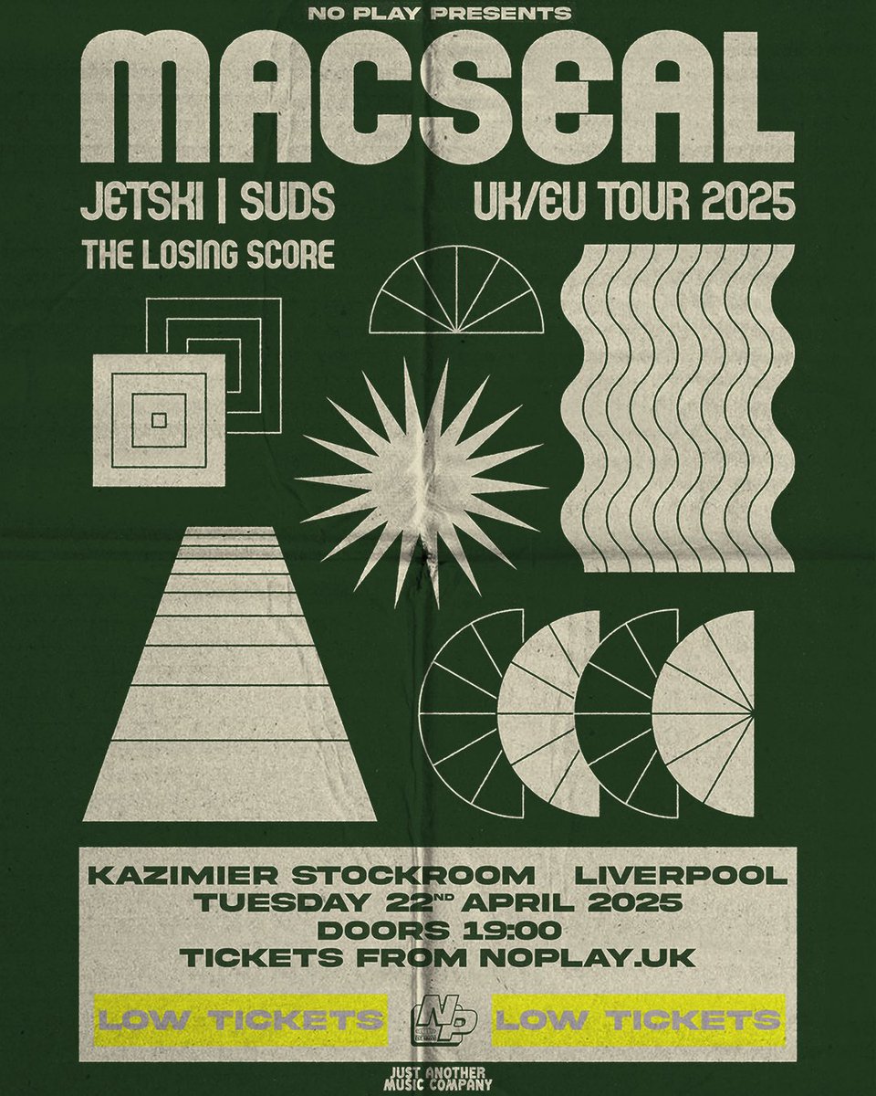 FIRST SHOW OF THE YEAR!

We’re opening for <a href="/macsealband/">Macseal</a> in Liverpool on April 22nd. Been listening to this incredible band for nearly 10 years now?? So we’re all very excited.

It’s a stacked bill with <a href="/jetskitheband/">jetski</a> and Suds too, but it’s very nearly sold out!! I’m not kidding!!