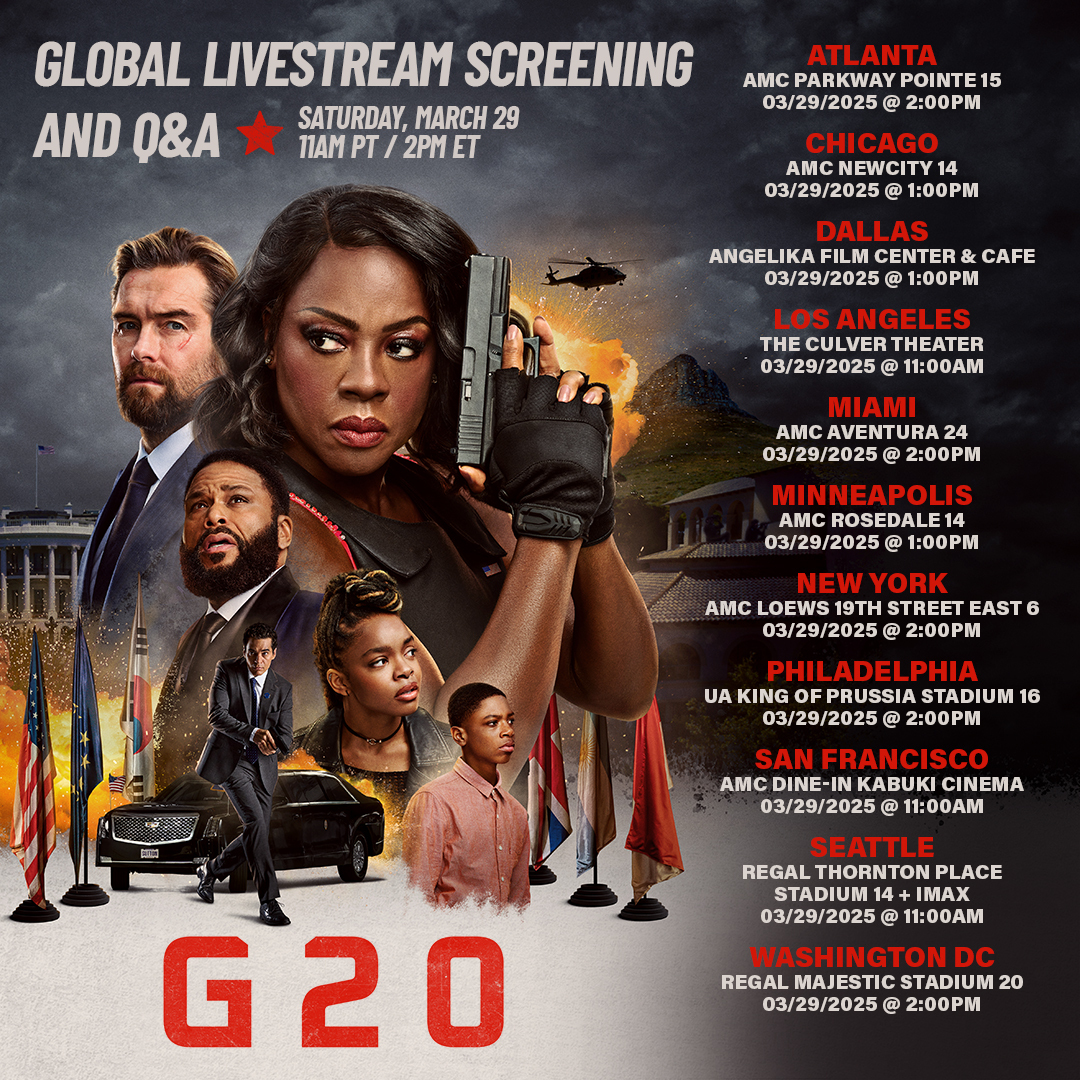 #G20Movie coming to a screen near you for a global livestream screening and Q&amp;A! 

Check to see listings: amazonscreenings.com/G20march29