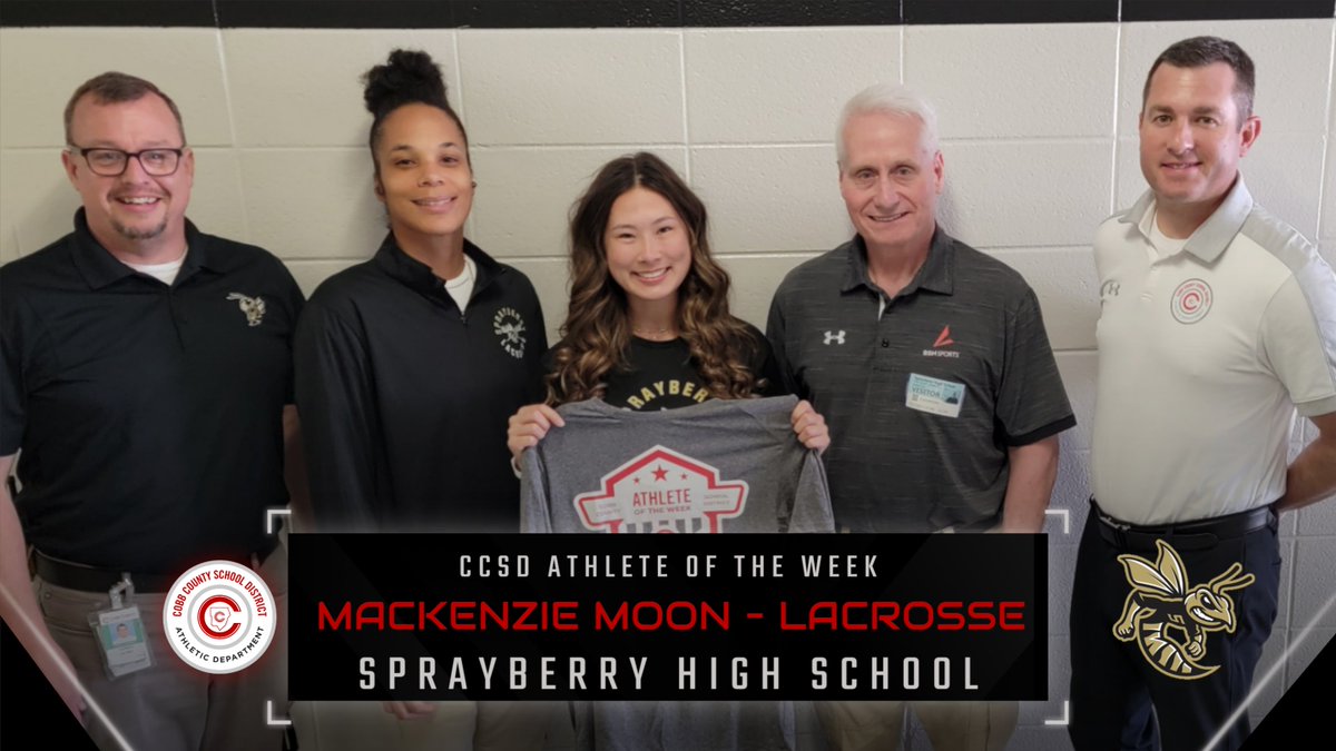 Athletics - Cobb County School District (@ccsd_ad) on Twitter photo Congrats to Mackenzie Moon of <a href="/SprayberryATH/">Sprayberry Athletics</a> for being named the <a href="/CobbSchools/">Cobb County Schools</a> female athlete of the week! She has scored 14 goals this season and has shown a 1% mentality each day being a great teammate! Thanks to <a href="/BSNSPORTS_GA/">BSN SPORTS Georgia</a> for their support of this recognition. <a href="/cobb_sports/">Cobb Sports</a> Congrats to Mackenzie Moon of <a href="/SprayberryATH/">Sprayberry Athletics</a> for being named the <a href="/CobbSchools/">Cobb County Schools</a> female athlete of the week! She has scored 14 goals this season and has shown a 1% mentality each day being a great teammate! Thanks to <a href="/BSNSPORTS_GA/">BSN SPORTS Georgia</a> for their support of this recognition. <a href="/cobb_sports/">Cobb Sports</a>