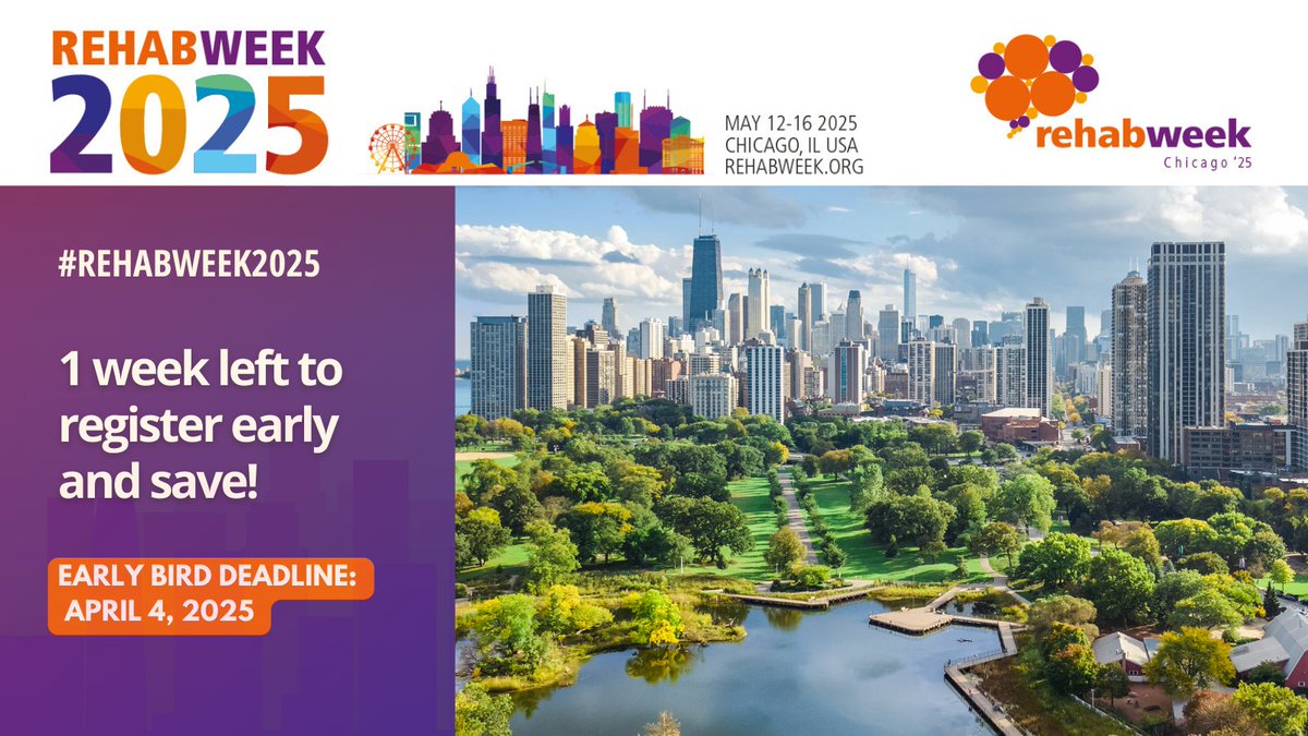 RehabWeek (@rehabweekorg) on Twitter photo 1 week left to save! ⏳
Register for #RehabWeek2025 before April 4 to take advantage of early bird rates. Don’t miss your chance to join us in Chicago!
đź”— Secure your spot now: bit.ly/4iXOdOD
<a href="/ICORR_2025/">ICORR 2025</a> <a href="/IFESS_org/">Int’l Functional Electrical Stimulation Society</a> <a href="/ISVRSociety/">ISVRSociety</a> <a href="/ACRMtweets/">ACRM</a> <a href="/MiNT_hobbs/">The MiNT Academy: Masterclass in Neurotechnology</a> <a href="/RESNAorg/">RESNA</a> 1 week left to save! ⏳
Register for #RehabWeek2025 before April 4 to take advantage of early bird rates. Don’t miss your chance to join us in Chicago!
đź”— Secure your spot now: bit.ly/4iXOdOD
<a href="/ICORR_2025/">ICORR 2025</a> <a href="/IFESS_org/">Int’l Functional Electrical Stimulation Society</a> <a href="/ISVRSociety/">ISVRSociety</a> <a href="/ACRMtweets/">ACRM</a> <a href="/MiNT_hobbs/">The MiNT Academy: Masterclass in Neurotechnology</a> <a href="/RESNAorg/">RESNA</a>
