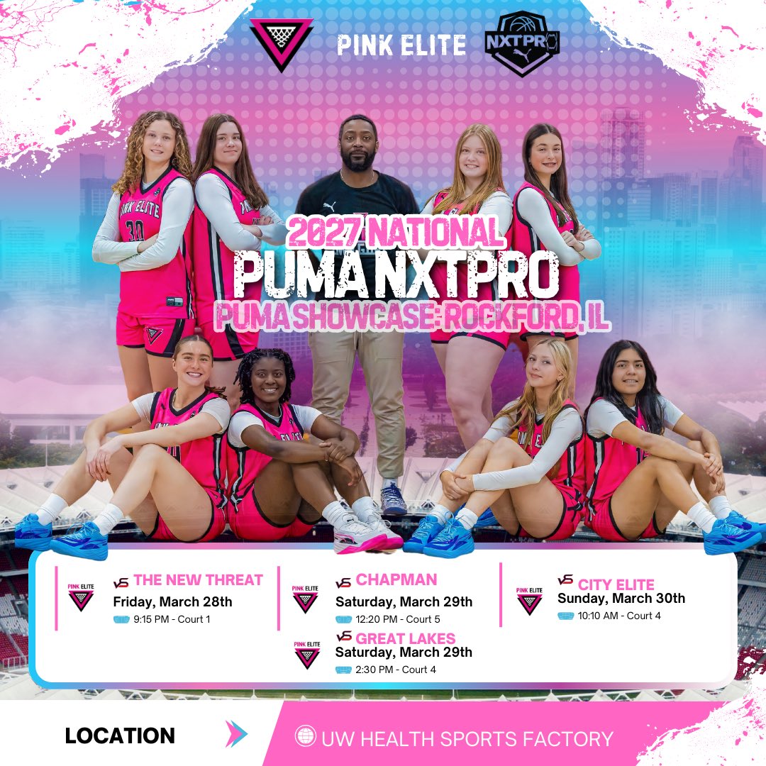 pinkelitebasketball (@pinkeliteclub) on Twitter photo 2027National Puma NXTPro is ready to compete this weekend in Rockford, IL! Come see us compete <a href="/PRO16G/">NXTPRO Girls League</a> Puma Showcase-Session 1 πͺπ» <a href="/NicoleD2027/">Nicole Douglas</a> <a href="/amanimeeks3/">Amani Meeks</a> <a href="/KennadyKotowski/">Kennady Kotowski</a> <a href="/EmmaBirsa/">Emma Birsa</a> <a href="/naya_carter4/">Naya Carter</a> <a href="/MaceyM2027/">Macey Mills</a> <a href="/AubreySpy11/">Aubrey Spychalski</a> <a href="/lelanie_posada/">Lelanie_Posada</a> <a href="/MiaMolis/">Mia Molis</a> <a href="/EmmaRodgers2027/">Emma Rodgers</a> 2027National Puma NXTPro is ready to compete this weekend in Rockford, IL! Come see us compete <a href="/PRO16G/">NXTPRO Girls League</a> Puma Showcase-Session 1 πͺπ» <a href="/NicoleD2027/">Nicole Douglas</a> <a href="/amanimeeks3/">Amani Meeks</a> <a href="/KennadyKotowski/">Kennady Kotowski</a> <a href="/EmmaBirsa/">Emma Birsa</a> <a href="/naya_carter4/">Naya Carter</a> <a href="/MaceyM2027/">Macey Mills</a> <a href="/AubreySpy11/">Aubrey Spychalski</a> <a href="/lelanie_posada/">Lelanie_Posada</a> <a href="/MiaMolis/">Mia Molis</a> <a href="/EmmaRodgers2027/">Emma Rodgers</a>