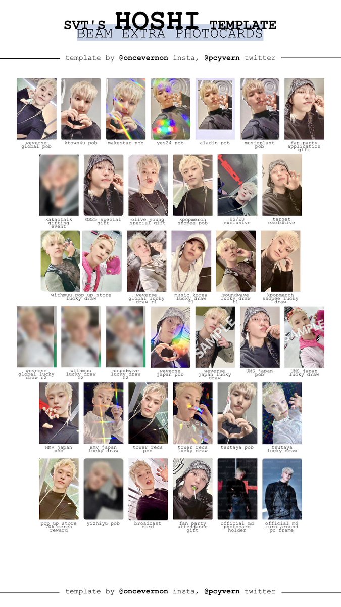 seventeen hoshi x woozi HxW beam pob/lucky draw/extra photocard
