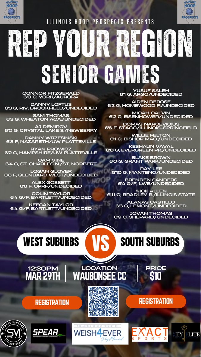ILHoopProspects's tweet image. We're looking forward to welcoming seniors from all parts of the state this Saturday to our second annual Rep Your Region Senior Games. Get your tickets below!
eventbrite.com/e/illinois-hoo…
