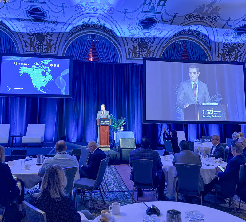 TCEnergy's tweet photo. “When we think about energy security, it's about access to affordable, reliable and responsibly developed energy for families, communities and businesses” – our President of Canadian Natural Gas Pipelines, Trevor Ebl, at @cga_acg’s #energysecuritysummit this week. https://t.co/cK3PVq5Qkx