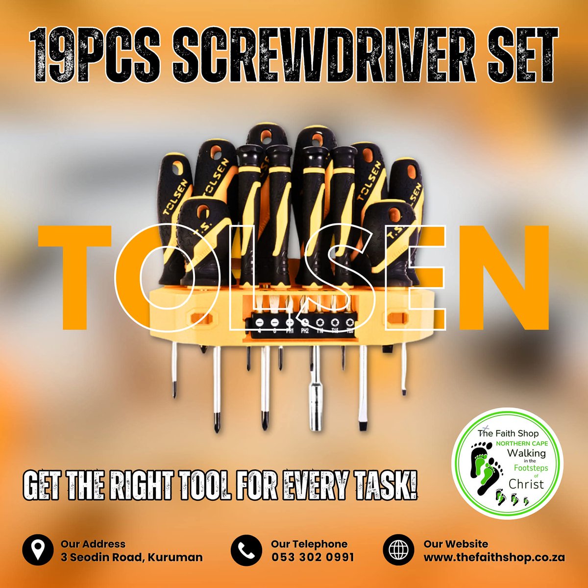 jasvertising's tweet photo. The Faith Shop Tolsen Tools Social Media Graphics Designed By Jasvertising Solutions 🛠️✨

🌐 https://t.co/ku5xnHg3y7 

#JasvertisingSolutions #BrandingExperts #Marketing #GraphicDesign #SocialMediaMarketing #AdvertisingAgency #NorthernCape #TolsenTools https://t.co/wSTwVfXLXw