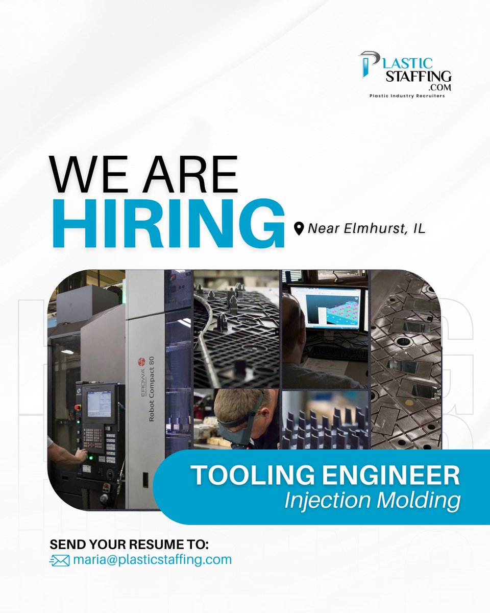 PlasticStaffing's tweet image. 🔧 Now Hiring: Tooling Engineer – Injection Molding | Near Elmhurst, IL

#NowHiring #ToolingEngineer #EngineeringJobs #InjectionMolding #ManufacturingCareers #CADCAM #PlasticsIndustry #CareerOpportunities #EngineeringRoles #JobMarket