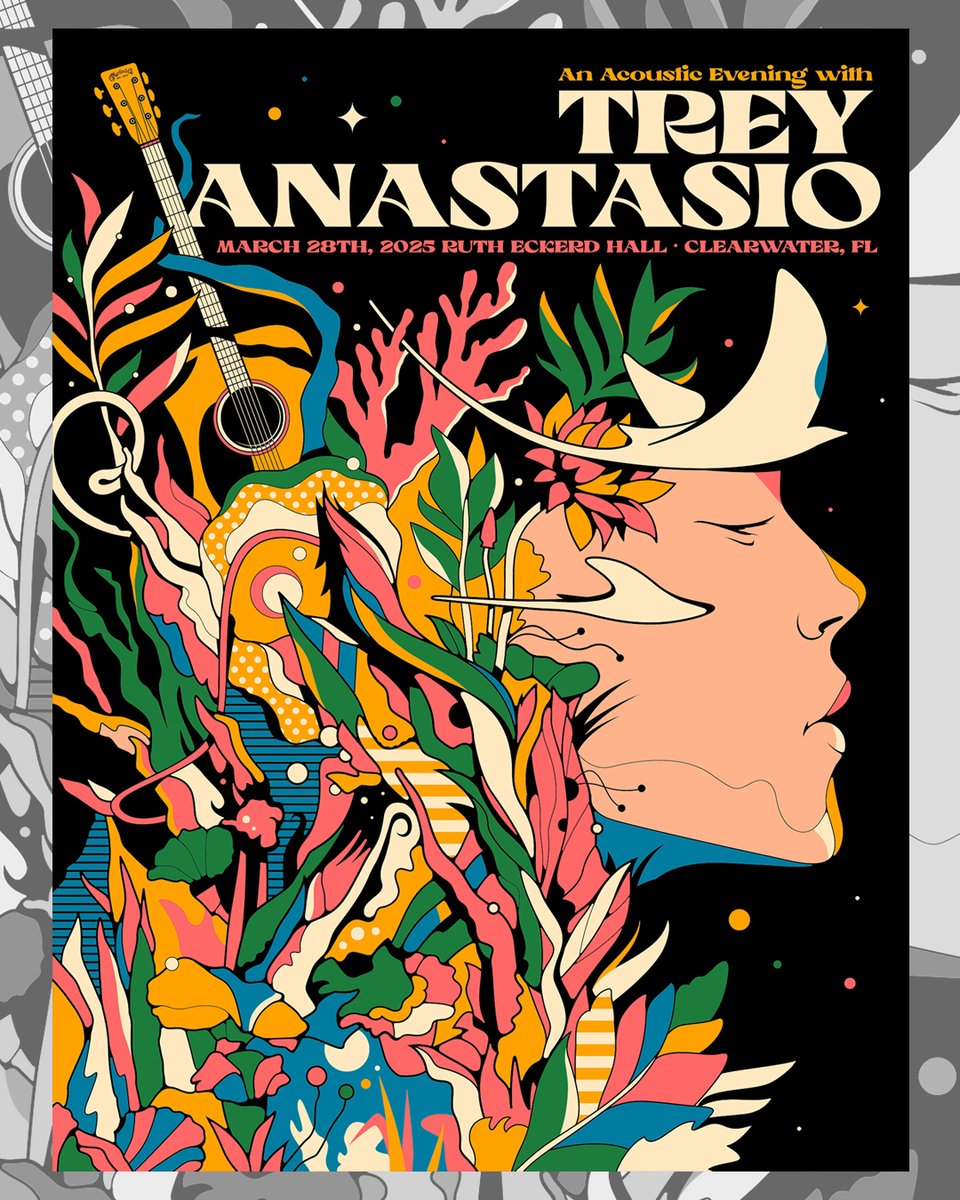 Trey Anastasio performs tonight in Clearwater, FL. The show poster is by <a href="/vanortondesign/">Van Orton</a> . There will also be a limited foil variant available.