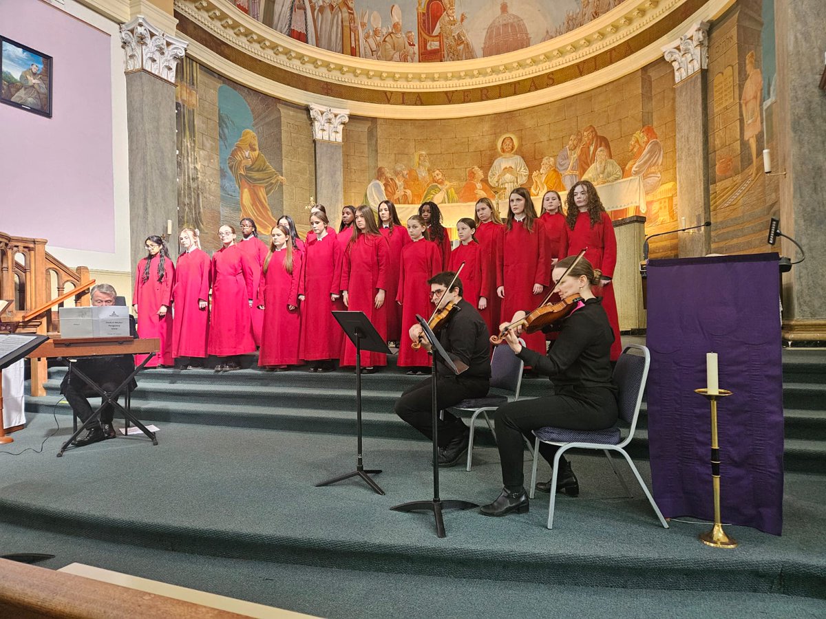Our girl Choristers in full voice today at St Anthony of Padua, Mossley Hill, performing Pergolesi’s Stabat Mater. 🎶✨