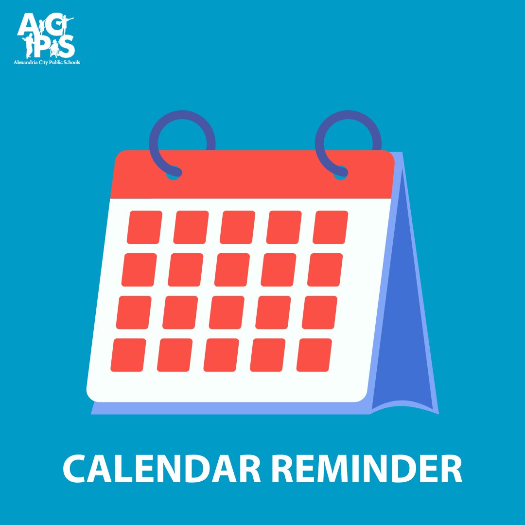 🗓Reminder: Alexandria City Public Schools will be closed for students on Friday, March 28, and Monday, March 31. Classes will resume on Tuesday, April 1.
