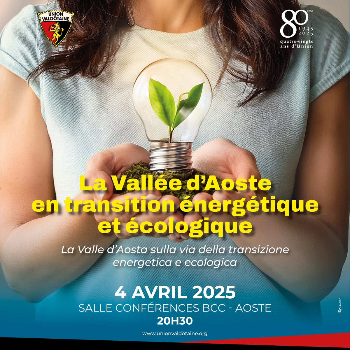À vos agendas : conférence « La Vallée d'Aoste en transition énergétique et écologique » !
🕣 vendredi 4 avril, 20h30
📌 Salle des conférences BCC, Aoste

Détails et intervenants : lepeuplevaldotain.it/blog/conferenc…