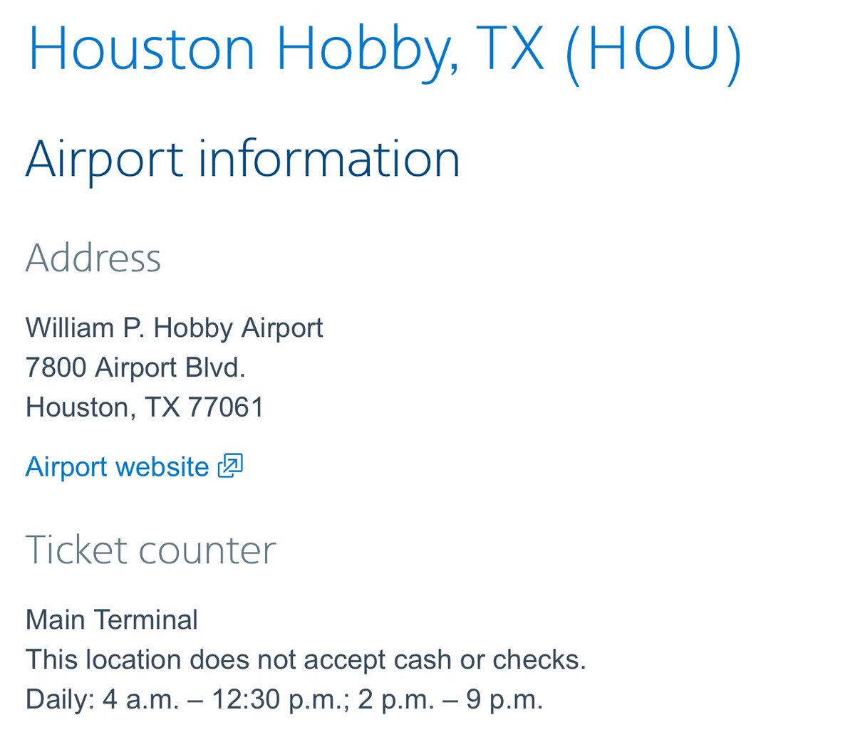 joelspeck's tweet photo. @AmericanAir what’s up with this? Nothing referenced on the website about bag check time limits. Also, there’s nobody at the counter for the hours listed on your website. I never would’ve returned my rental car if I knew I had to sit here for another hour and 40 minutes. HOU https://t.co/J0Nrd7wmiy