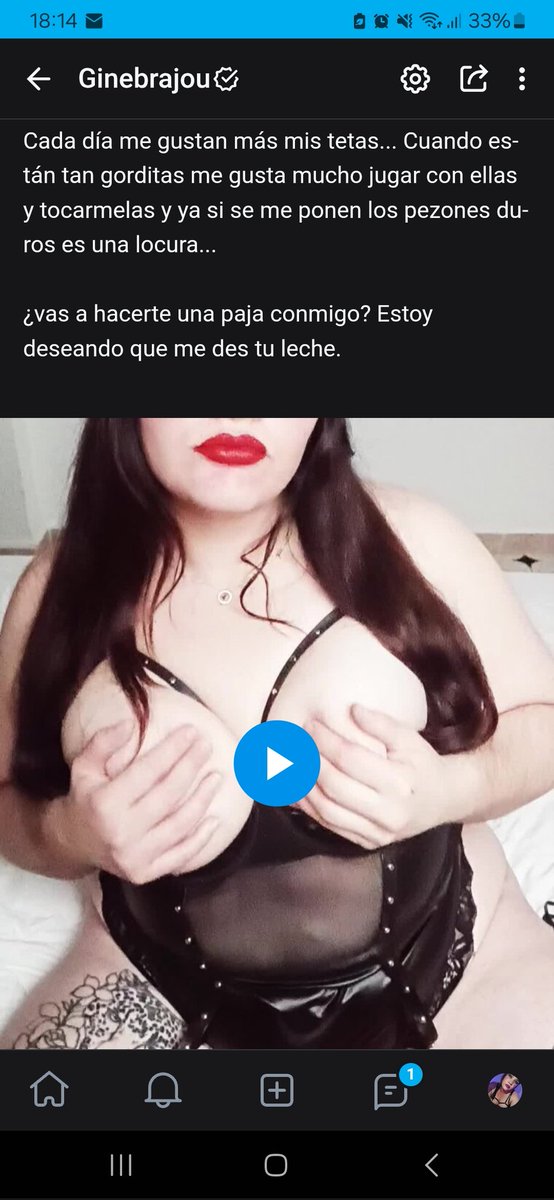 Os acabo de subir esta maravilla de video a #onlyfans 
Juego con mis tetas y con mi coño ¿quieres oírme gemir?

Os recuerdo que mi onlyfans está por $4,99, os espero con los brazos abiertos y con un regalazo de bienvenida 
onlyfans.com/ginebrajou
