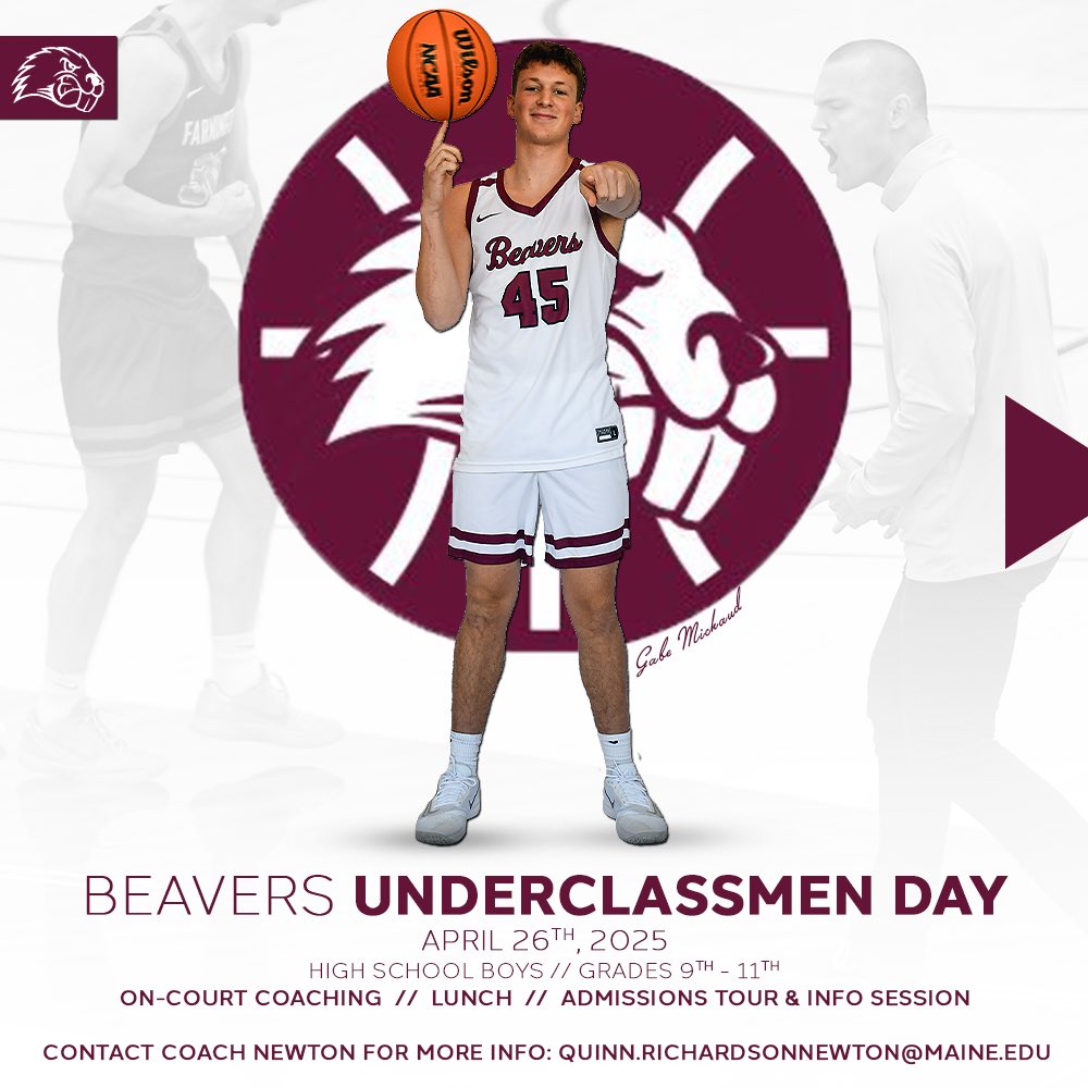 Maine-Farmington Men’s Basketball - Underclassmen Day 🦫🏀

Ages: High School Boys // Current 9th Grade - 11th Grade
Date: 4.26.25
Time: 9:00am - 3:30pm
Location: Dearborn Gymnasium // Univeristy of Maine-Farmington 

Cost: $75

💻: Link in Bio to Register