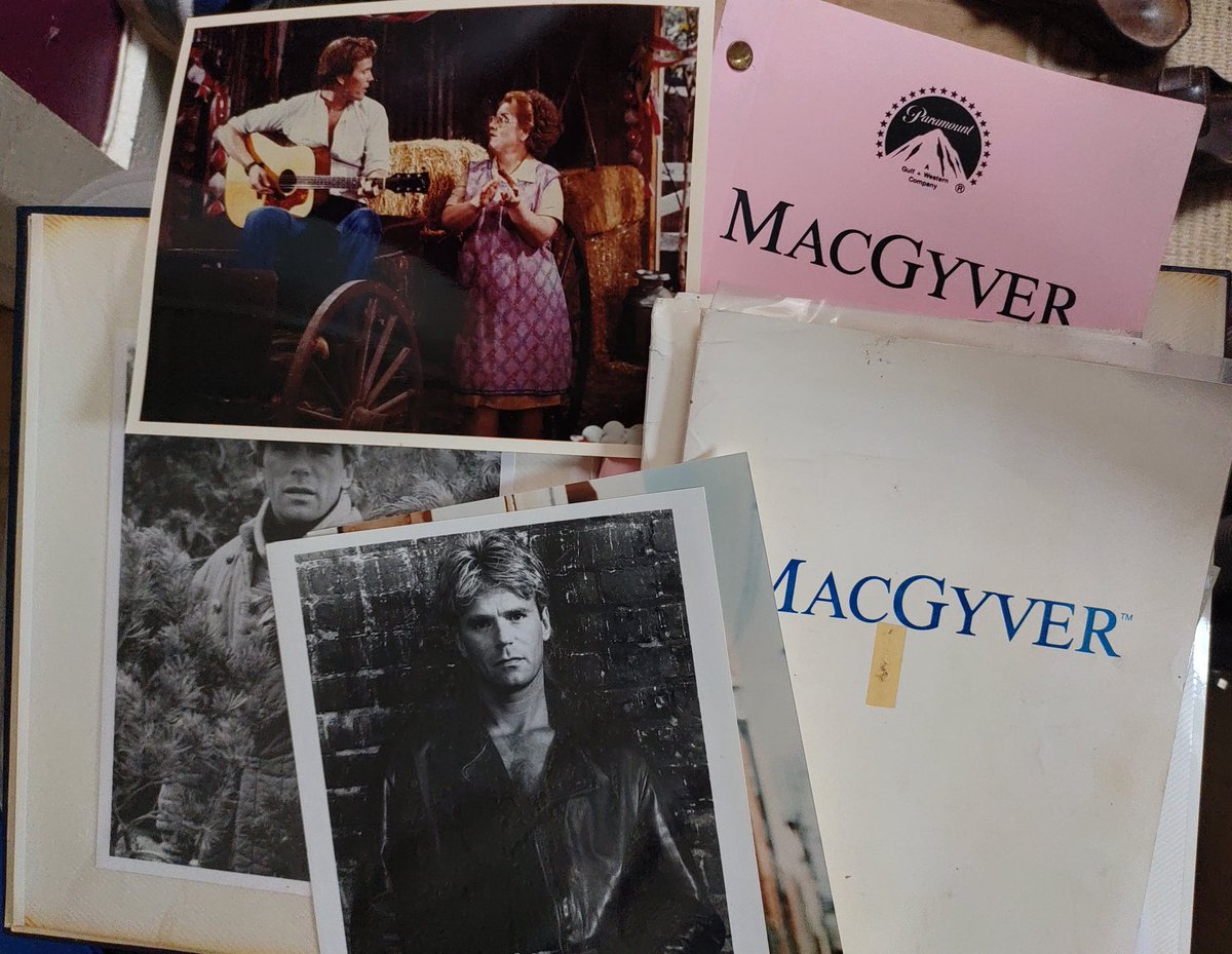 My late mother's MacGyver collection. Box one, many gems. Small selection of. Press packs, scripts.. Some work to do lifting pictures from albums. #Macgyver <a href="/macgyveronline/">MacGyver Online</a>