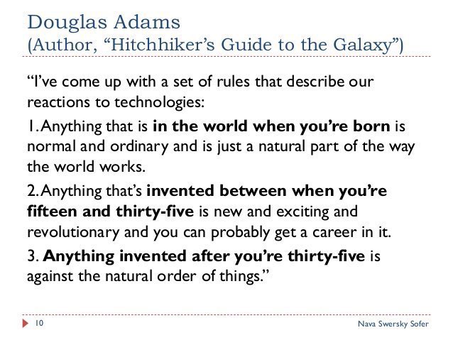 ThuanCapital's tweet image. Douglas Adams
(Tác giả “Hướng dẫn của kẻ quá giang đến dải ngân hà”)

&quot;Tôi đã đưa ra một bộ quy tắc mô tả cách chúng ta phản ứng với công nghệ:

Bất cứ thứ gì đã tồn tại trên thế giới khi bạn sinh ra đều là bình thường, hiển nhiên và chỉ là một phần…