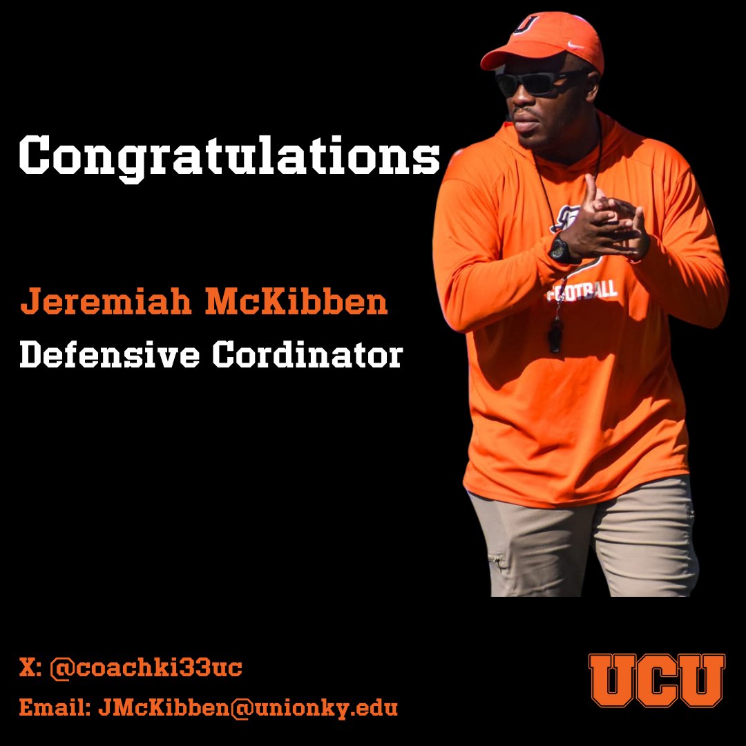 Congratulations to our very own Jeremiah McKibben for his promotion!

McKibben will serve as our Defensive Coordinator &amp; DB coach!

#DogCheck | <a href="/UnionBulldogFB/">Union Football</a>