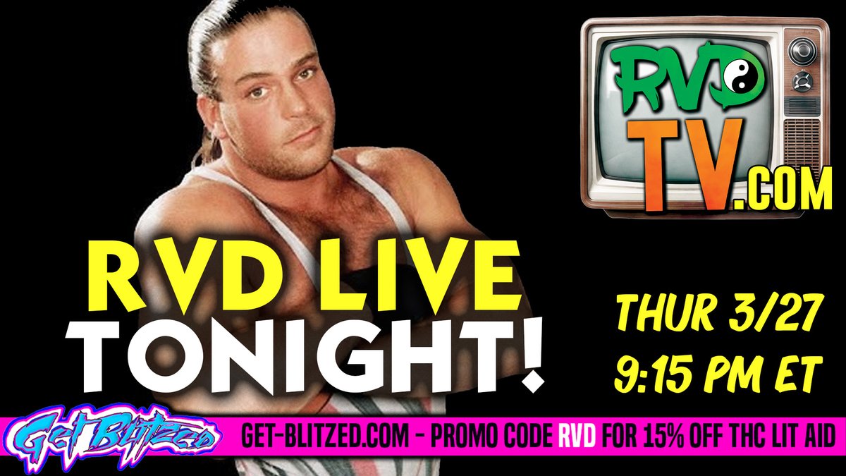 Rob Van Dam (@therealrvd) on Twitter photo TONIGHT at 9:15 PM ET! Join RVD LIVE for the next recording of <a href="/RVDPod/">1 Of A Kind With RVD - RVDTV.com</a> - PLENTY to talk about and get your DAM questions ready, #VanDamFam! <a href="/DominicDeAngelo/">Dominic DeAngelo</a>
📺 RVDTV (dot) com
Presented by <a href="/GetBlitzedShop/">Get Blitzed</a>! TONIGHT at 9:15 PM ET! Join RVD LIVE for the next recording of <a href="/RVDPod/">1 Of A Kind With RVD - RVDTV.com</a> - PLENTY to talk about and get your DAM questions ready, #VanDamFam! <a href="/DominicDeAngelo/">Dominic DeAngelo</a>
📺 RVDTV (dot) com
Presented by <a href="/GetBlitzedShop/">Get Blitzed</a>!