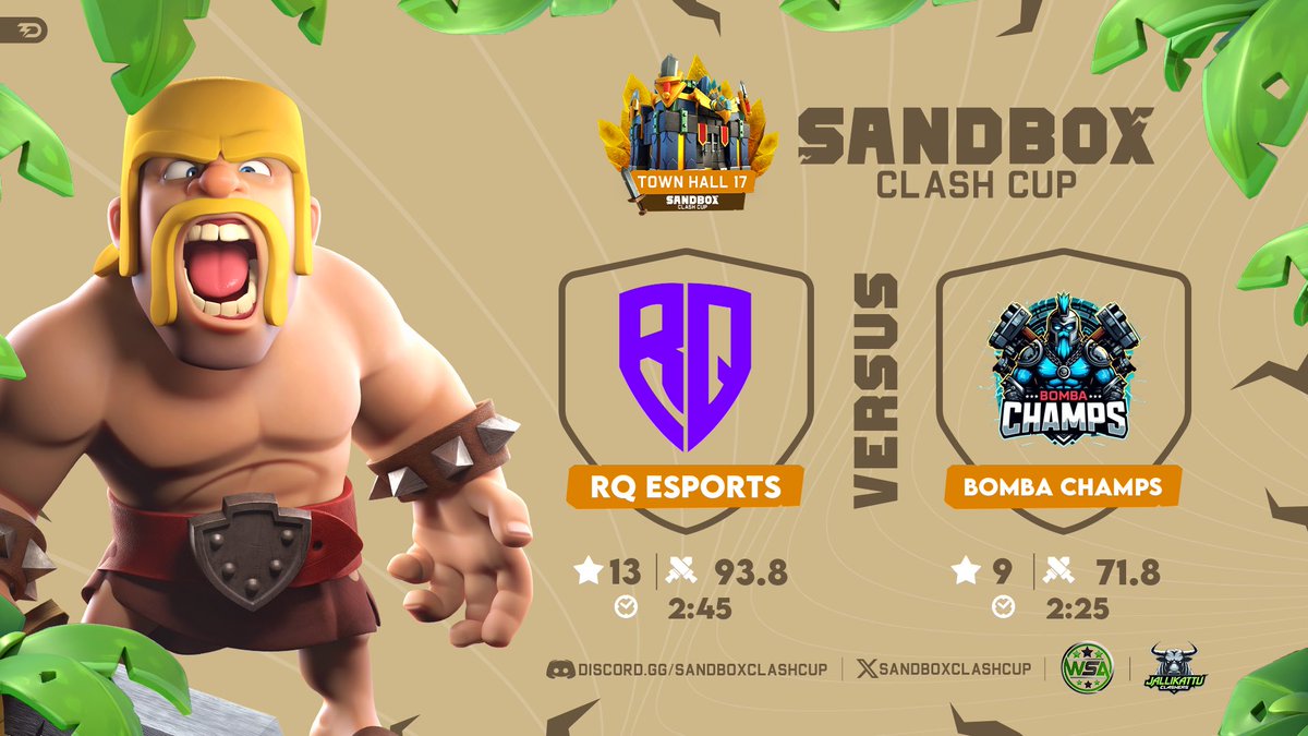 RQ Esports (@ragequitterscoc) on Twitter photo 🏆: <a href="/SandboxClashCup/">Sandbox Clash Cup</a> 
⚔️: RO256
🆚: Bomba Champs
Performance:
🔰#MightyMike - ⭐⭐⭐ 
🔰 <a href="/SnowyowlCOC/">Snowyowl</a> - ⭐⭐⭐ 
🔰 @LaCoursiereB - ⭐⭐⭐ 
🔰 <a href="/daniloclasher/">BiG BØSS</a> - ⭐⭐ 
🔰 #김치국KimChi - ⭐⭐ 
👩🏻💻: <a href="/Scarlet_xo_/">Scarlet</a> 
#RQEsports 🏆: <a href="/SandboxClashCup/">Sandbox Clash Cup</a> 
⚔️: RO256
🆚: Bomba Champs
Performance:
🔰#MightyMike - ⭐⭐⭐ 
🔰 <a href="/SnowyowlCOC/">Snowyowl</a> - ⭐⭐⭐ 
🔰 @LaCoursiereB - ⭐⭐⭐ 
🔰 <a href="/daniloclasher/">BiG BØSS</a> - ⭐⭐ 
🔰 #김치국KimChi - ⭐⭐ 
👩🏻💻: <a href="/Scarlet_xo_/">Scarlet</a> 
#RQEsports