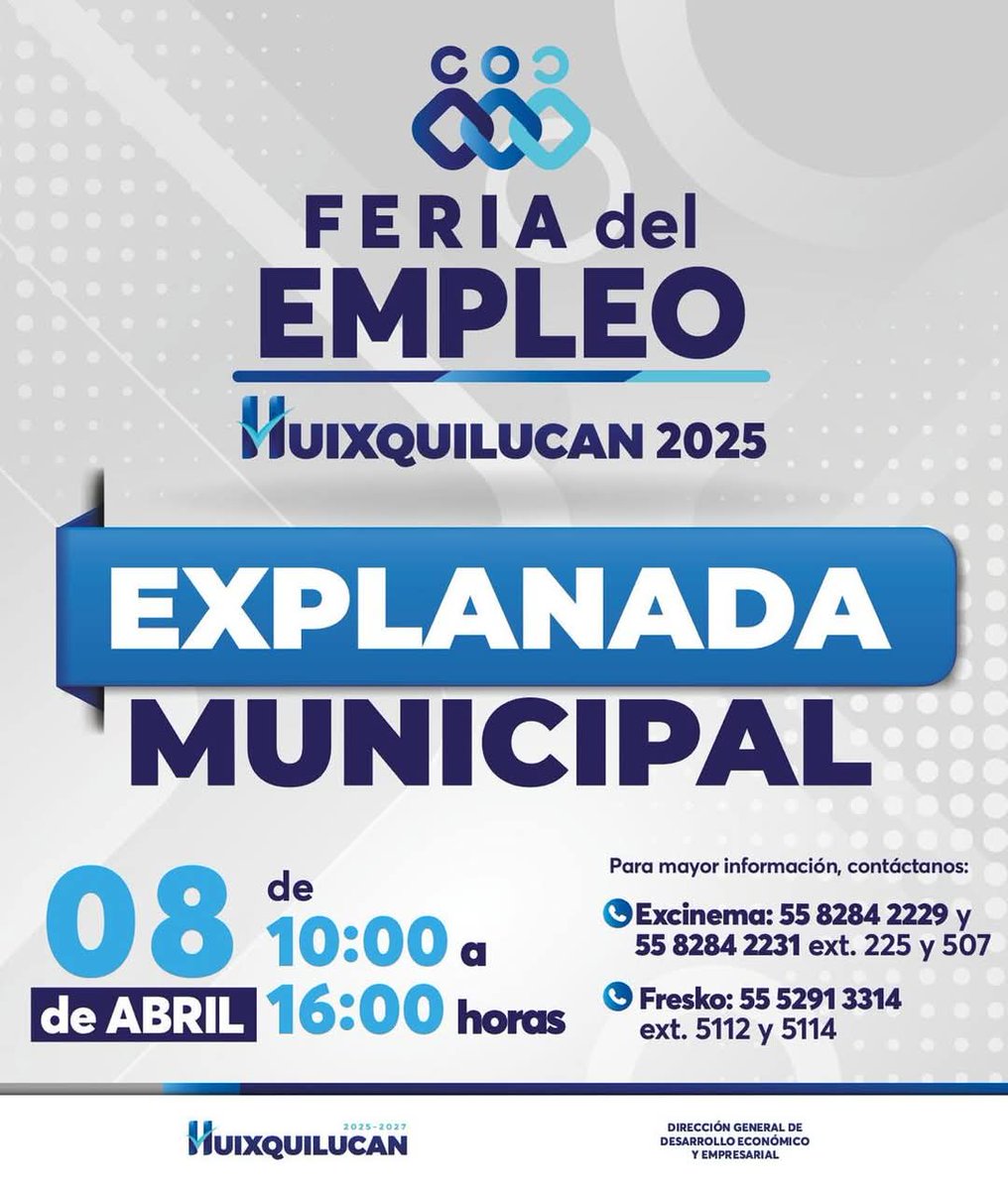 RominaCDV's tweet photo. El próximo 08 de abril tendremos la Feria del Empleo 2025, en la Explanada Municipal. Si estás buscando un empleo o quieres mejorar el que tienes, ésta es tu oportunidad. https://t.co/7TQplh6mW5
