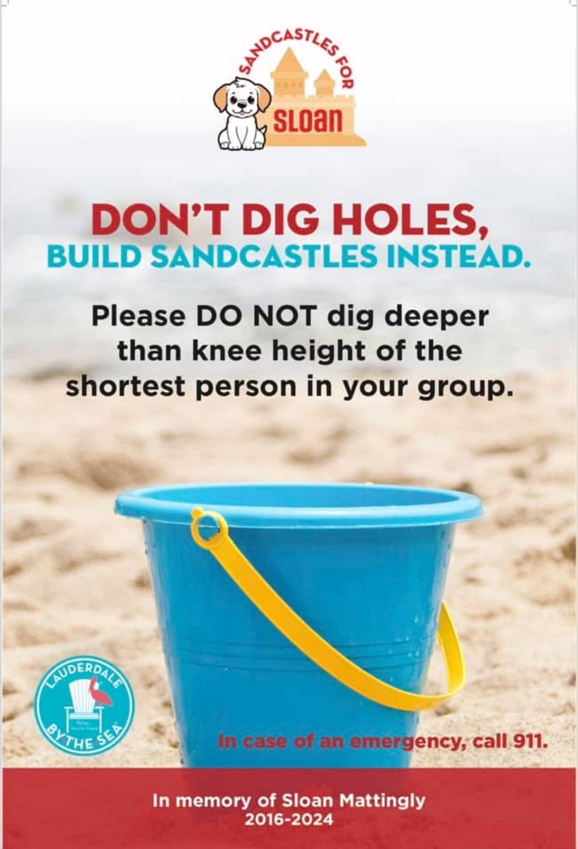 A 3 foot hole was all it took. Please. Please be careful at the beach this year. The goal is ZERO deaths from collapsed sand holes in 2025.