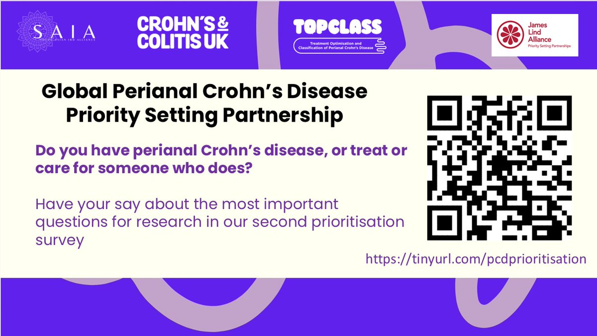 Theo Pelly (@theohpelly) on Twitter photo What are the most important priorities for research into perianal Crohn's disease? Please take this shortlisting survey to help us decide!
<a href="/my_ueg/">my_UEG</a>
<a href="/Y_ECCO_IBD/">Y-ECCO</a>
<a href="/escp_tweets/">European Society of Coloproctology</a>
<a href="/MyCrohnsTeam/">MyCrohnsAndColitisTeam</a>
<a href="/CrohnsDiseaseUK/">Crohn's Disease UK</a>
<a href="/StMarksHospital/">St Mark's Hospital</a>
<a href="/CrohnsColitisR/">Crohn's & Colitis Research</a> What are the most important priorities for research into perianal Crohn's disease? Please take this shortlisting survey to help us decide!
<a href="/my_ueg/">my_UEG</a>
<a href="/Y_ECCO_IBD/">Y-ECCO</a>
<a href="/escp_tweets/">European Society of Coloproctology</a>
<a href="/MyCrohnsTeam/">MyCrohnsAndColitisTeam</a>
<a href="/CrohnsDiseaseUK/">Crohn's Disease UK</a>
<a href="/StMarksHospital/">St Mark's Hospital</a>
<a href="/CrohnsColitisR/">Crohn's & Colitis Research</a>