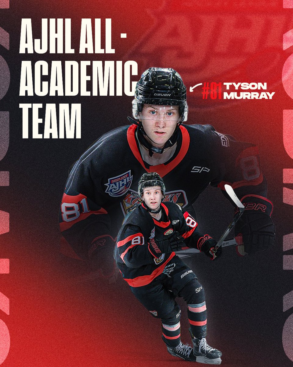 Congratulations to Tyson Murray on being named to the AJHL All-Academic Team!

Tyson’s dedication to both hockey and academics exemplifies what it means to be a student-athlete. His commitment to excellence on and off the ice has earned him this well-deserved recognition.