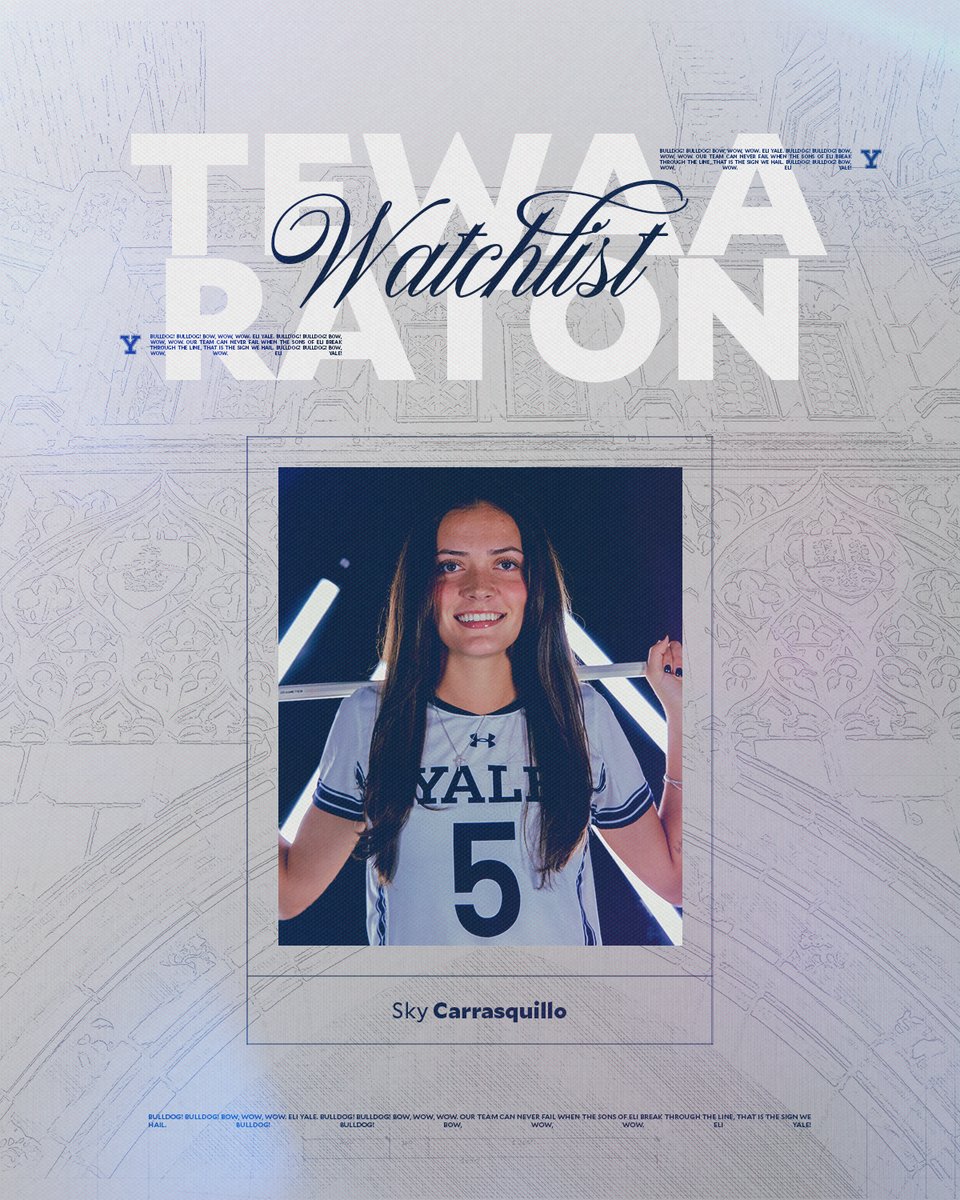 YaleWLacrosse's tweet photo. 👏 Congrats to Sky Carrasquillo, who has been added to the @tewaaraton Award Watch List!

We now have a total of 4️⃣ players on the Watch List!

READ ➡ https://t.co/z71RGxQBpR

#ThisIsYale https://t.co/kPILFMeSSw