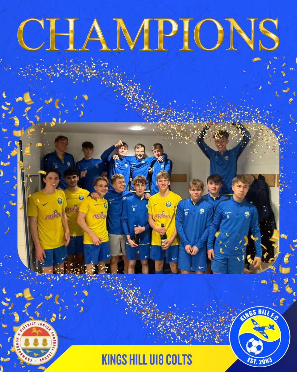 🏆 CHAMPIONS 🏆

A huge congratulations to our U18 Colts, who have won the Crowborough League Division B in their first season of U18 football!

🟡🔵